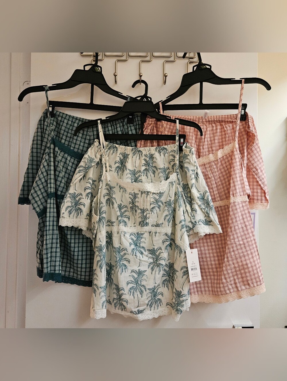 Joyspun Womens Cami Tap Short Pajama Set Lot XL 16-18 NWT Plaid Palm Lace 6pc